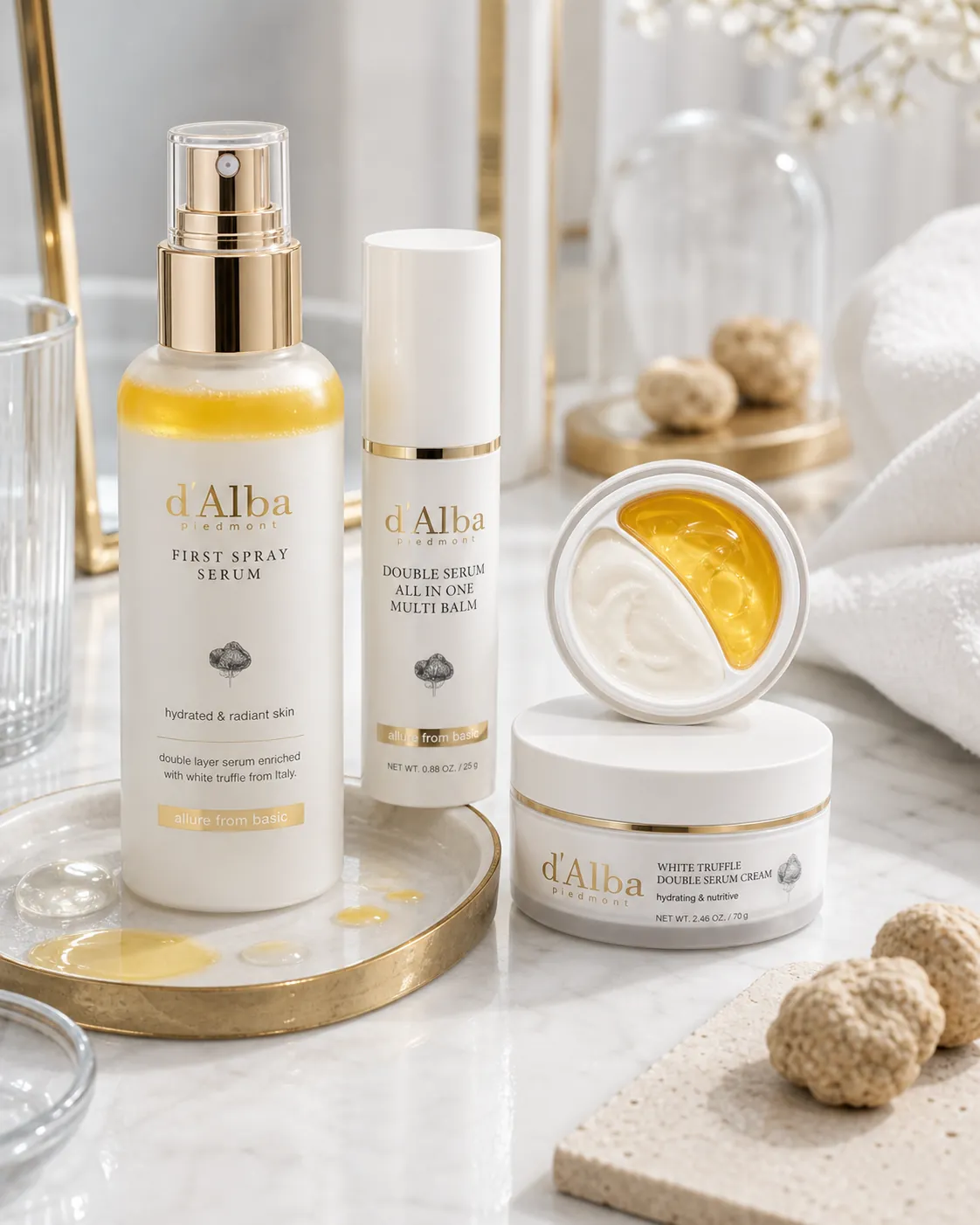 Generated editorial visual for d'Alba White Truffle Double Serum & Cream