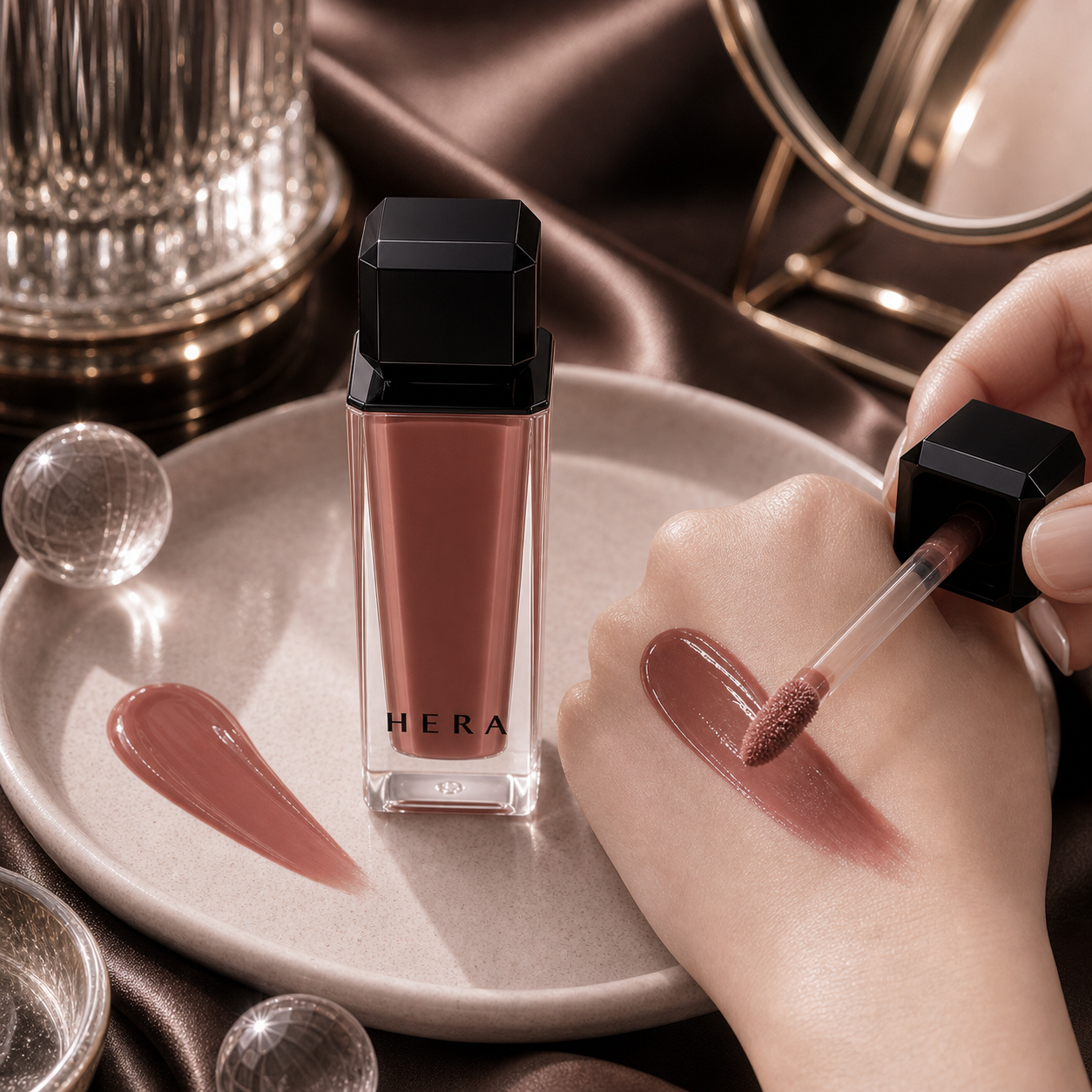 Generated editorial visual for HERA Sensual Nude Lip Gloss #462 Speechless