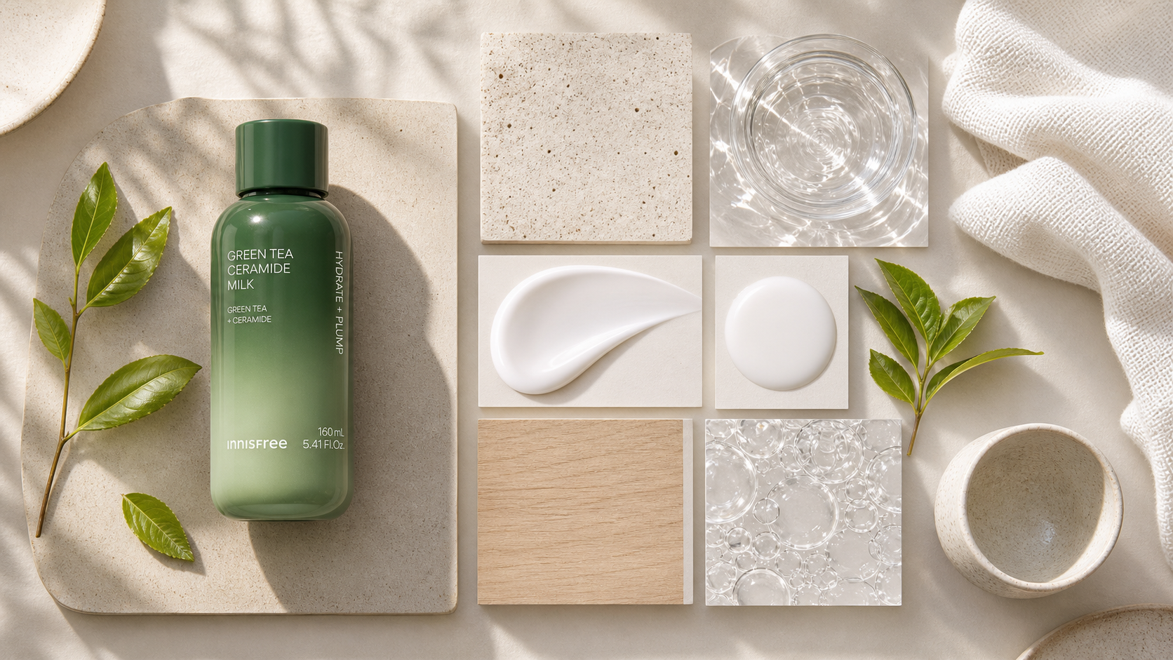 Generated editorial visual for innisfree Green Tea Ceramide Milk variant 3