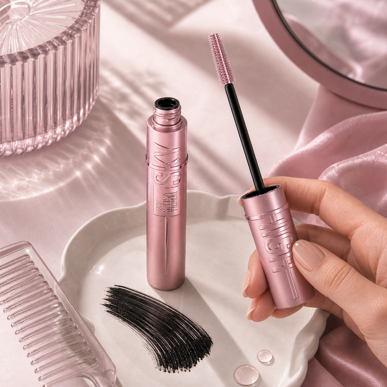 Generated editorial visual for Maybelline Lash Sensational Sky High Mascara