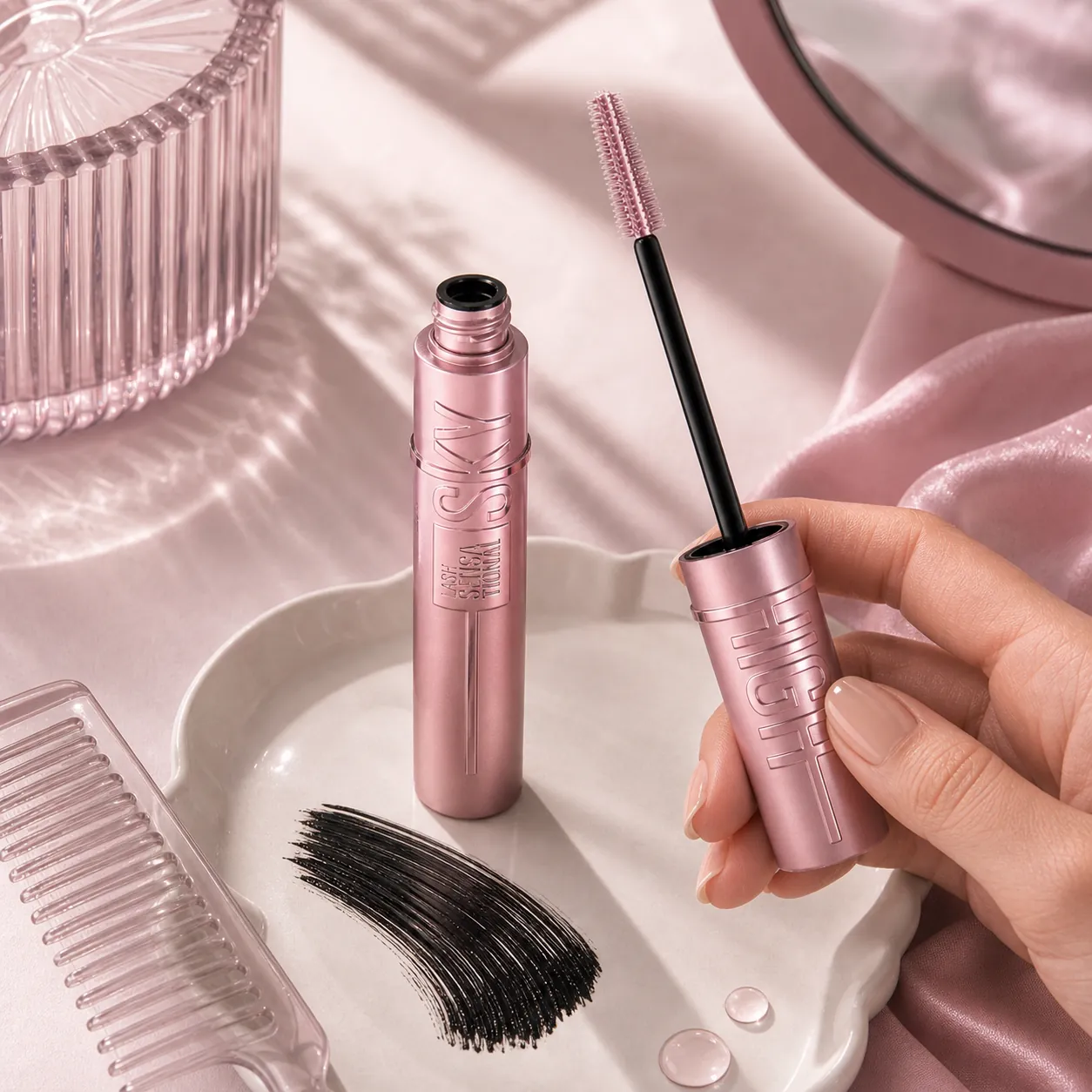 Generated editorial visual for Maybelline Lash Sensational Sky High Mascara