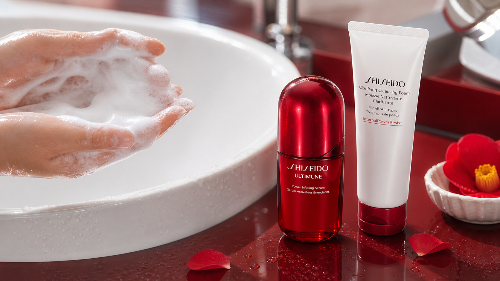 Generated editorial visual for Shiseido Ultimune Power Infusing Serum + Clarifying Cleansing Foam variant 2