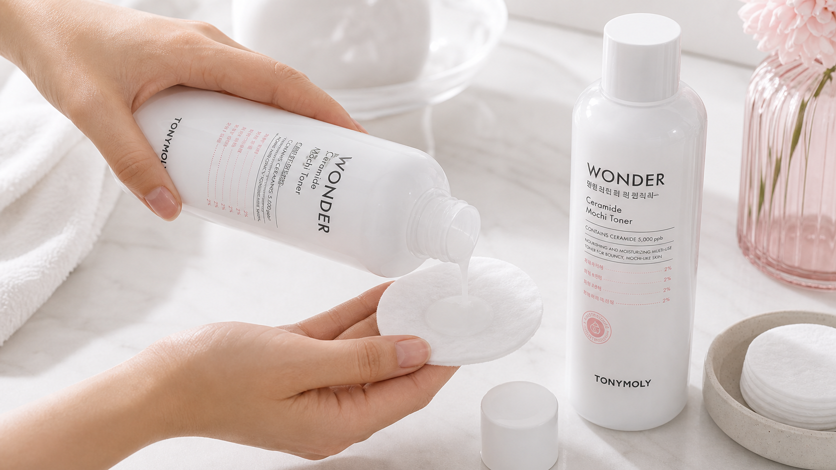Generated editorial visual for TONYMOLY Wonder Ceramide Mochi Milky Toner variant 2