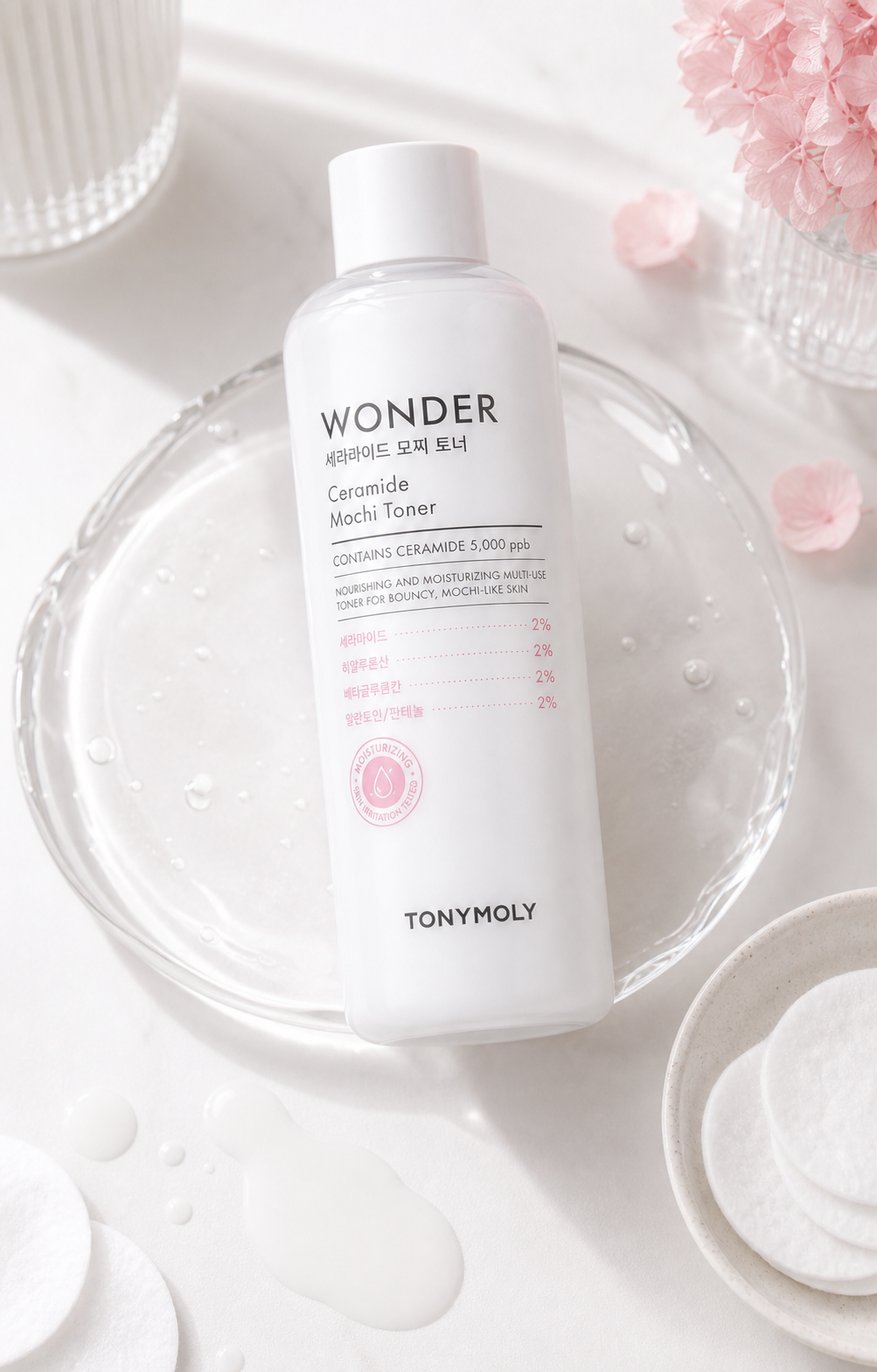 Generated editorial visual for TONYMOLY Wonder Ceramide Mochi Milky Toner