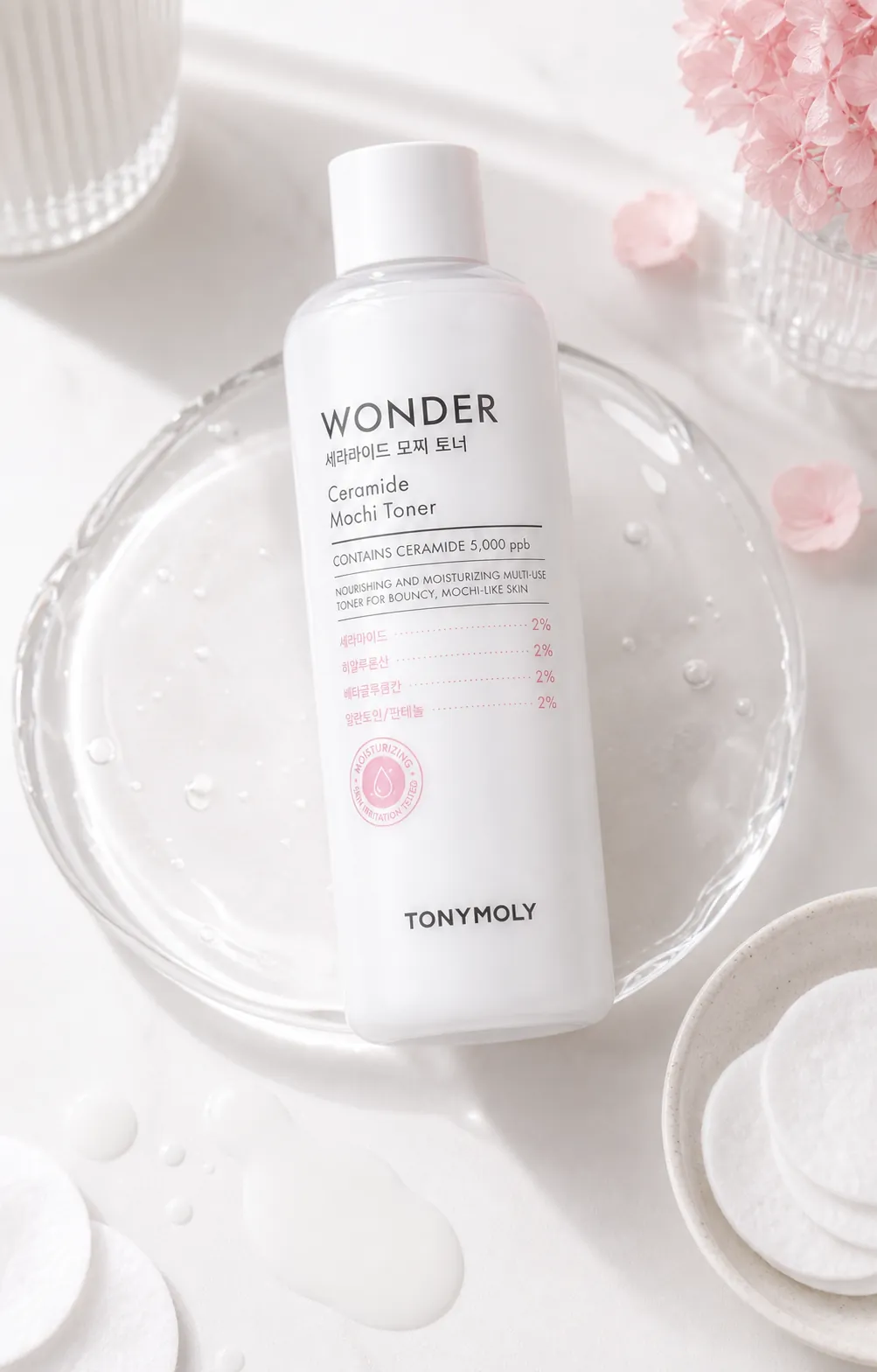 Generated editorial visual for TONYMOLY Wonder Ceramide Mochi Milky Toner