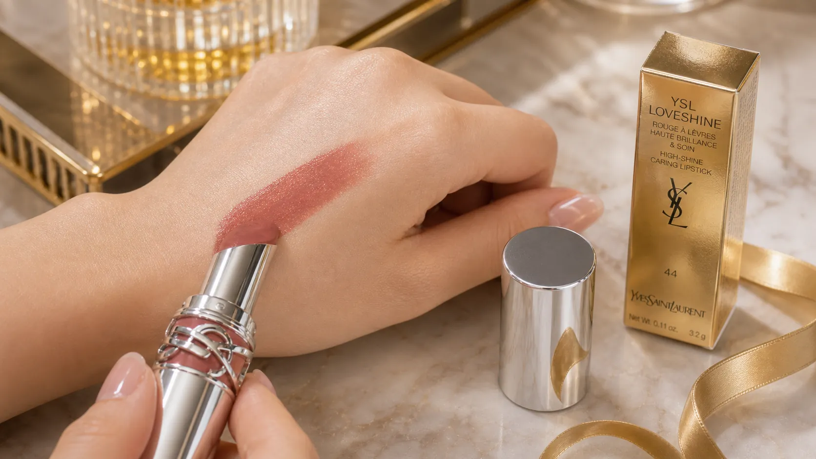 Generated editorial visual for Yves Saint Laurent YSL LOVESHINE High Shine Caring Lipstick detail 2