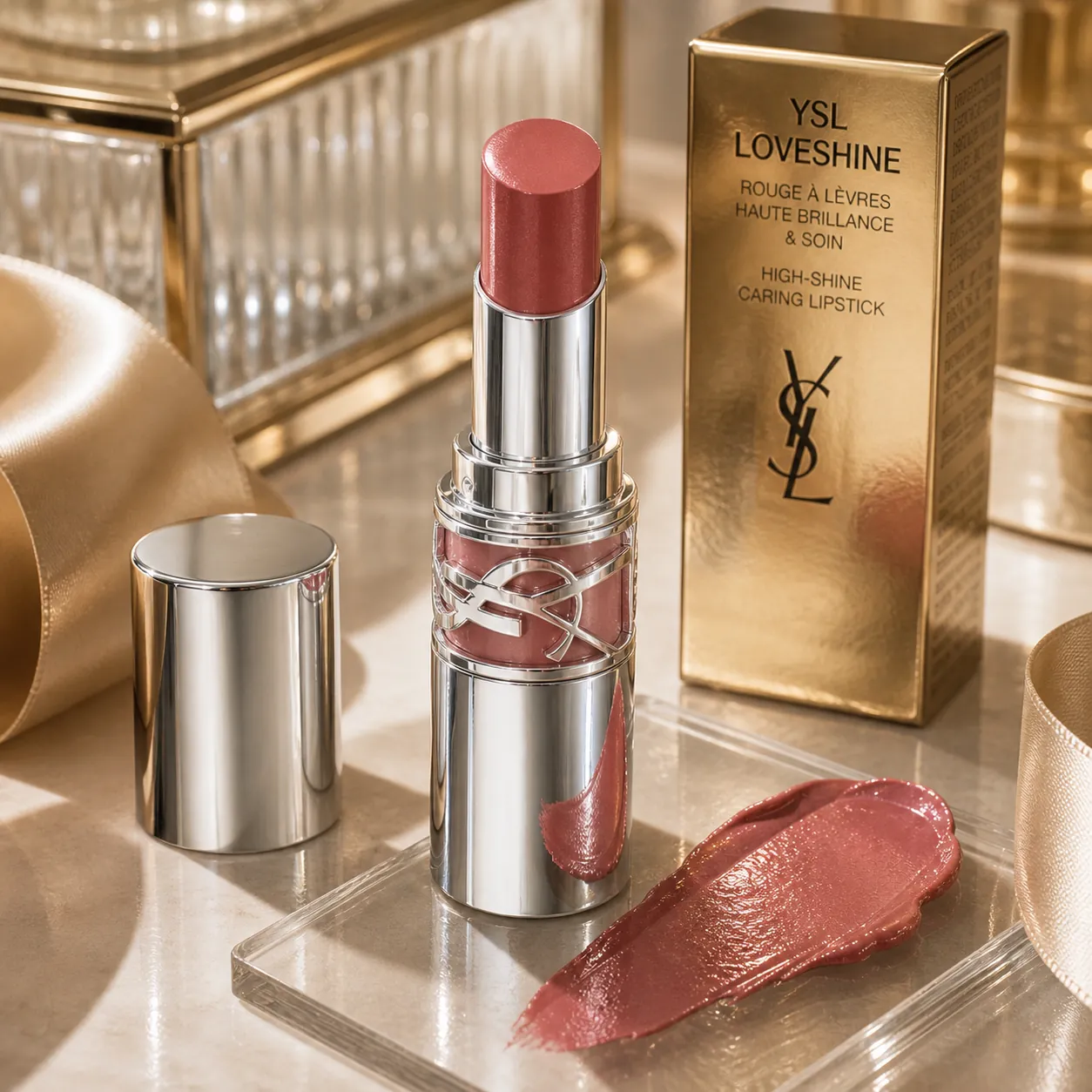 Generated editorial visual for Yves Saint Laurent YSL LOVESHINE High Shine Caring Lipstick detail 3