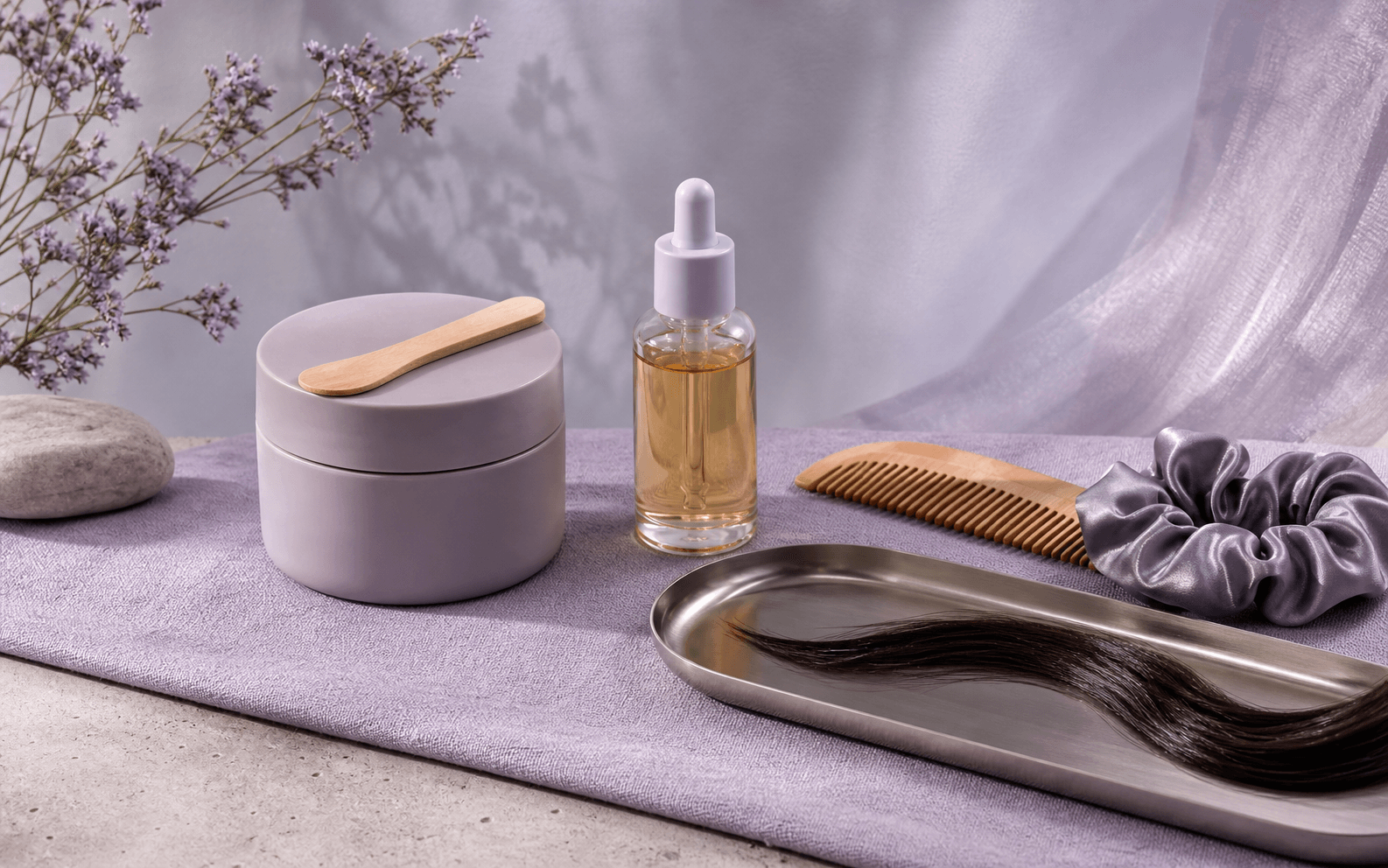 K-beauty hair care collection still life